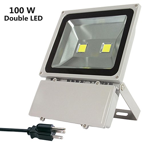 GLW Super Bright 100W LED Outdoor Security Lights IP65 Outdoor Landscape Flood Light 10150lm 600w Halogen Bulb Equivalent  Double LEDs Daylight White 5000-6000 K Wall Lights