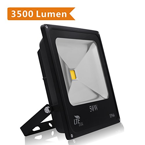 LTE 50W Super Bright Outdoor LED Flood Lights 3500 Lumen150W HPS Bulb Equivalent 3000K IP66 Waterproof Floodlights Security LightsWarm White