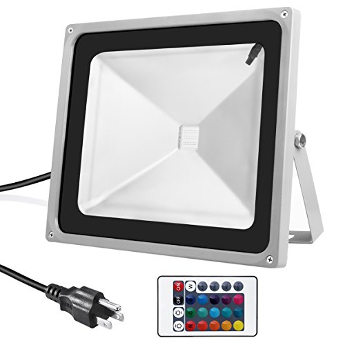 Warmoon Outdoor LED Flood Light 50W RGB Color Changing Waterproof Security Lights