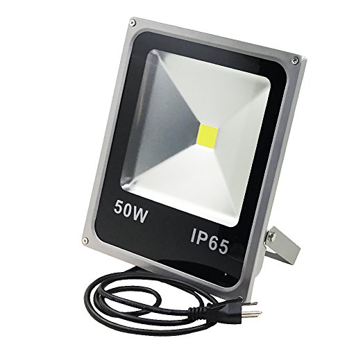 ZHMA LED 50W Outdoor Flood Light 6000K Daylight WhiteSuper Bright 150W HPS Bulb EquivalentOutdoor Security Lights FloodlightUS 3-Plug Waterproof Wall Washer Light