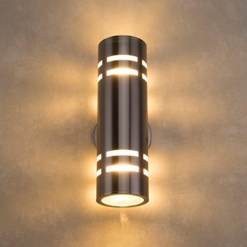 Deking PLT01 Waterproof Cylinder Porch Light IP64 Modern Outdoor Lighting C-UL US Listed Wall Sconce Brushed Nickel Suitable for Villa