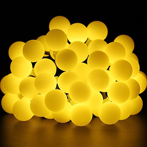 Progreen Outdoor String Lights 38ft 40 Led Waterproof Ball Lights 8 Lighting Modes Dimmable Remote Ball Battery