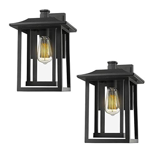 Beionxii Outdoor Wall Light  Twin-Pack Exterior Light Fixtures Wall Mount Sconce Sand Textured Black 89W x 135H - A197 Series