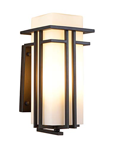 EERU Outdoor Wall Mounted LightWaterproof Security Wall Lantern Exterior Light Fixture for Entryways Yards Garage Front PorchSquare Metal Frame with Frosted Glass