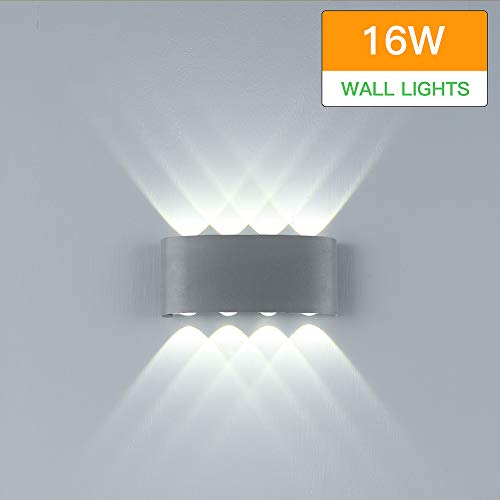 Exterior Light fixtures Modern LED Outdoor Lighting 16W LED Wall Sconce Up Down Wall Lamp Aluminium Outdoor Wall Light for Living Room Bedroom Hallway Staircase and Corridor