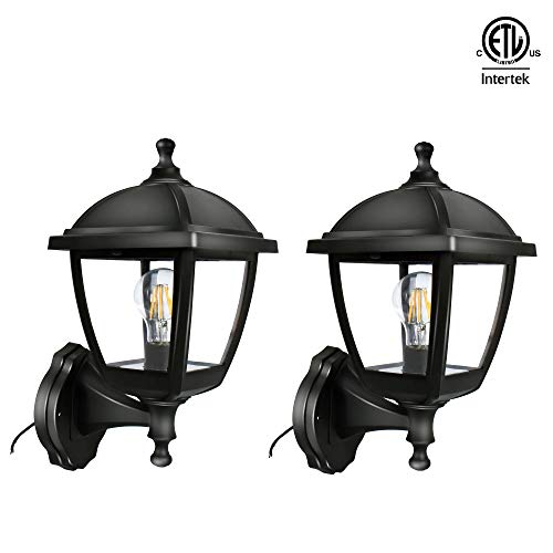 FUDESY 2-Pack Porch LightsWaterproof Plastic Outdoor Wall Lights with Hard WiresExterior Light Fixture for GarageDrivewayPatioP416