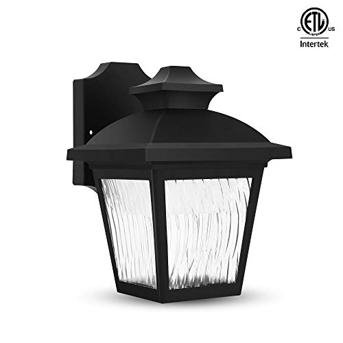 FUDESY Outdoor Wall Light Black Plastic Waterproof Exterior Light Fixture 800LM4000K Nature White LED Porch Lamp Wall Lantern for Front Door Garden Yard Garage P736-LED
