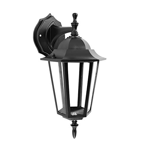 IN HOME One-Light Outdoor Wall Down Lantern Exterior Light Fixtures with One E26 Base Wet Rated Black Matte Finish Cast Aluminum Housing with Clear Glass Shade ETL Listed