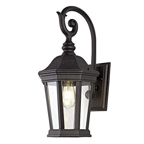 Smeike Exterior Light Fixtures Outdoor Wall LightLantern Large Outdoor Porch Light Fixtures Wall Mount in Matte Black Finish with Clear Glass Aluminum Alloy 60W