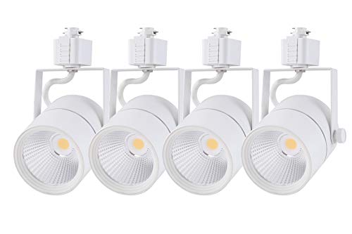 Cloudy Bay 20W 1800lm Dimmable LED Track Light HeadCRI 90 Cool White 4000KAdjustable Tilt Angle Track Lighting Fixture40° Angle for Accent RetailWhite FinishHalo Type-4 Pack