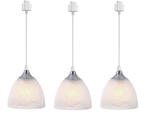 Kiven 3-Lights H-Type Track Light Dimmable Track Mount Pendant Lighting Fixtures wFrosted White Finish Glass Shade
