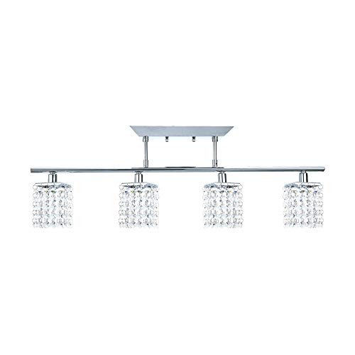 NOMA Fixed Track Lighting  Crystal Pendant Ceiling Track Light Fixture  Perfect for Kitchen Hallway Dining Room Bedroom and Bathroom  Chrome Crystal 4-Light