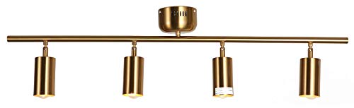 UL Listed American Mantle 4 Light LED Track Light  Adjustable Ceiling Light Fixture  Flexible Rotating Light Heads  Accent Lighting  Gold Finish