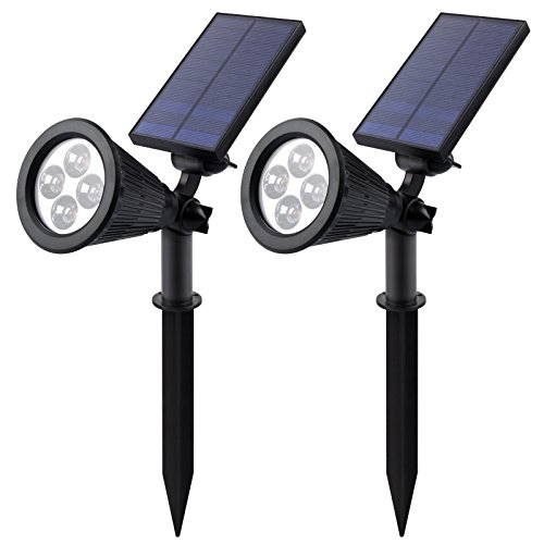 Roleadro Solar Spotlight 2 in 1 Adjustable Security Wall Light Waterproof Outdoor Landscape Lighting Pack of 2