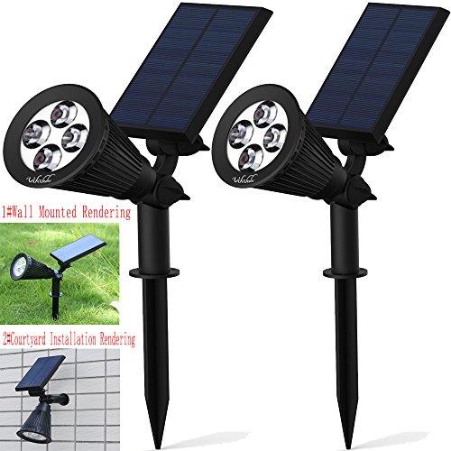 Solar LightsSolar Powered Spotlight 2-in-1 Adjustable 4 LED In-Ground Light Landscape Wall Light Waterproof Security Light for Outdoor Yard Garden Lawn - Auto-On  Off - The 3rd Gen-2 pack