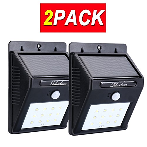 Solar Powered Motion Sensor Light 12 LEDs Wall Light for Yard Garden Deck Driveway Outside 2-pack