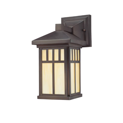 Westinghouse 6732800  Burnham One-light Exterior Wall Lantern  On Steel With Honey Art Glass  Oil Rubbed Bronze