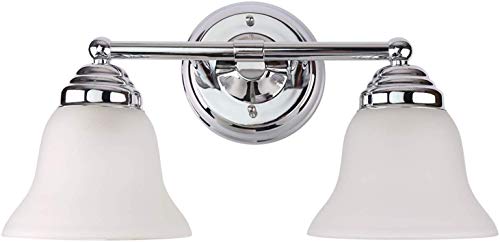 7Pandas 2-Light Bathroom Vanity Light Interior Wall Sconce Bathroom Lighting Fixture Over Mirror WFrosted Glass Shade Polished Chrome