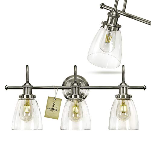 Bathroom Vanity Light Fixtures - Brushed Nickel Vanity Light Farmhouse Bathroom Lighting Fixtures Over Mirror