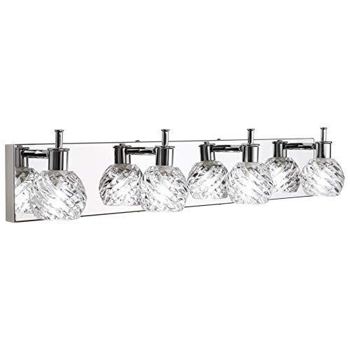 Ralbay LED Modern Crystal Glass Vanity Light Fixtures 4 Lights Modern Vanity Light Over Mirror Bathroom Lighting Fixtures