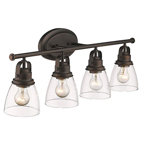 Zeyu 4-Light Vanity Lights Vintage Bathroom Lighting Fixture 30 Inch Oil Rubbed Bronze Finish with Clear Glass Shade 103-4W-ORB