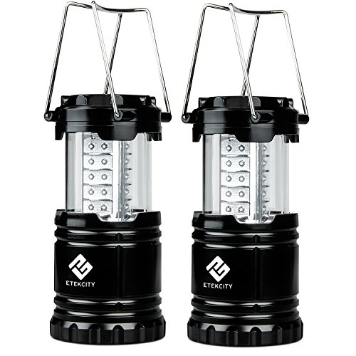 Etekcity 2 Pack Portable Outdoor Led Camping Lantern With 6 Aa Batteries black Collapsible