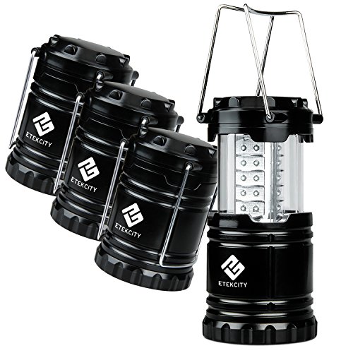 Etekcity 4 Pack Portable Outdoor Led Camping Lantern With 12 Aa Batteries black Collapsible