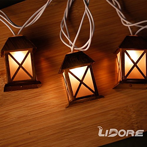 Lidore Set Of 10 Warm White Glow Bronze Metal House Shaped Lantern Plug-in String Light - For Indooroutdoor