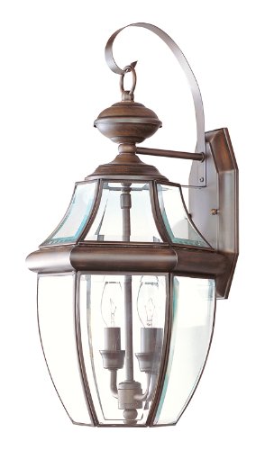 Livex Lighting 2251-58 Monterey 2 Light Outdoor Imperial Bronze Finish Solid Brass Wall Lantern  With Clear Beveled