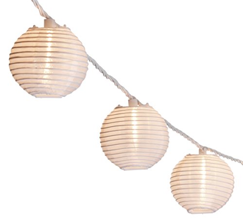 Oriental Lantern Outdoor Indoor String Lights 11 Feet Length 10 Lights white