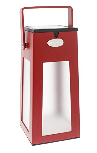 Tinka Rouge Red Rechargeable Solar Outdoor Lantern Waterproof Color Coated Aluminum 15 Inch Solar 100 Lumen Standing or Hanging Lantern Lights Batteries not needed or included