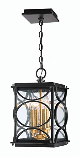 Craftmade ZA1911-MNPAB Hamilton Outdoor Pendant Lighting 4-Light 240 Watts MidnightPatina Aged Brass 16H x 9W