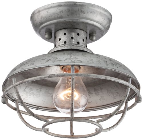 Franklin Park 8 12&quot Wide Galvanized Outdoor Ceiling Light