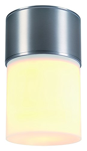 SLV Lighting 3230720U Rox Acrylic C Outdoor Ceiling Lamp with White Shade Brushed Aluminum Finish