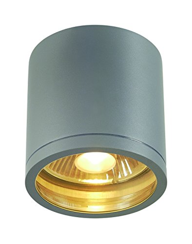 SLV Lighting Rox - 1 Light Outdoor Ceiling Wall Lamp - Silver Grey Finish