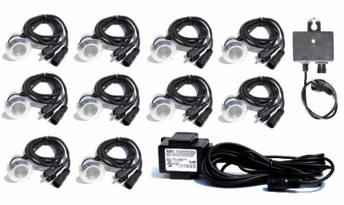 10 Pack White Led Light Deck Landscape Garden Lighting Kit With Transformer And Outdoor Photocell Dusk To Dawn