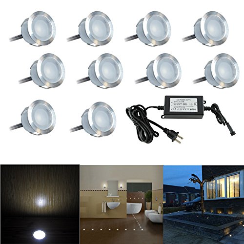 Led Deck Light Kit Recessed Wood Decking Stairs Outdoor Garden Yard Patio Led Lighting Cold White Lamp Pack Of 10
