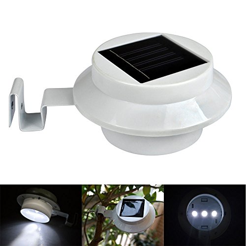 2X Outdoor Table Lamps Solar Power Powered LED Outdoor Light Gutter Garden Fence Wall Pathway Wbracket White Shell 2v