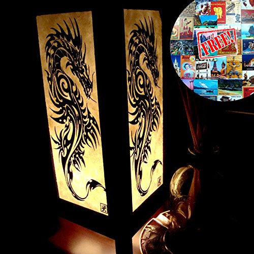 Black Iron Dragon Table Lamp Lighting Shades Floor Desk Outdoor Touch Room Bedroom Modern Vintage Handmade Asian Oriental Wood LED Bedside Gift Art Home Garden Christmas Free Adapter Us 2 Pin Plug 130