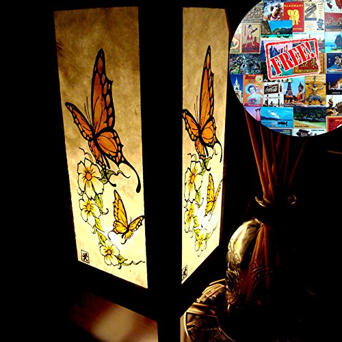 Butterfly Flower White Table Lamp Night Light Lighting Shade Floor Desk Outdoor Touch Room Bedroom Modern Vintage Handmade Asian Oriental Wood LED Bedside Gift Art Home Garden Christmas Free Adapter Us 2 Pin Plug 166