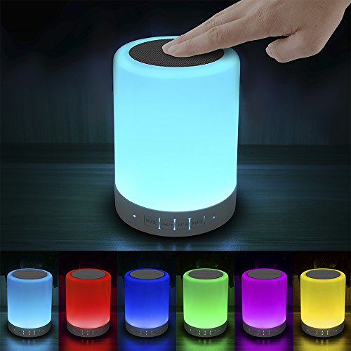 Elecstars LED Touch Bedside Lamp - with Bluetooth Speaker  Dimmable Color Night Light  Outdoor Table Lamp with Smart Touch Control Best Gift for Men Women Teens Kids Children Sleeping Aid White