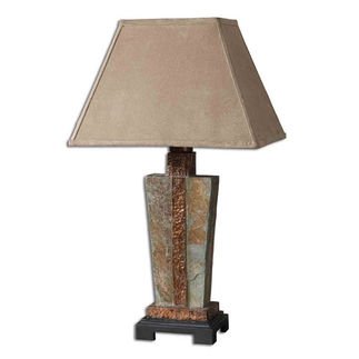 Gorgeous Stone And Copper Table Lamp Indoor Outdoor Patio