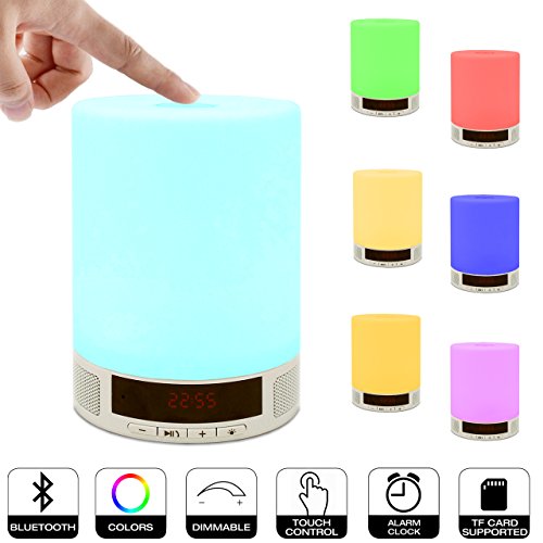 Night Light Table Lamp Portable Bluetooth Speaker ZHOPPY Touch Control Bedside Lamp Alarm Clock Color LED Outdoor Speaker Light Valentines Day Gifts