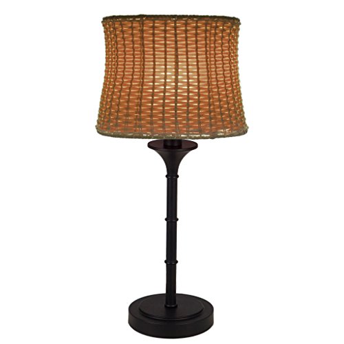 River of Goods 15065 Outdoor Basketweave 2525H Table Lamp Brown