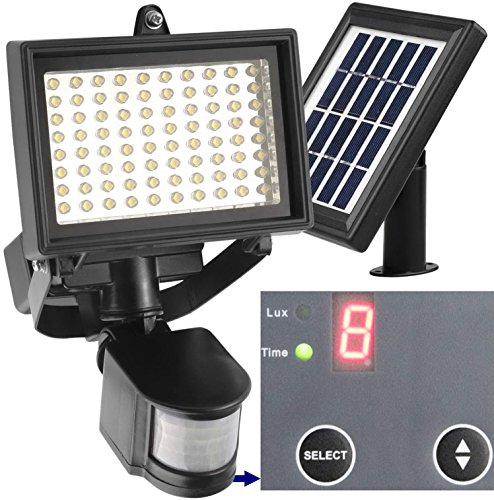 80 Led Outdoor Solar Motion Light  Digitally Adjustable Timeamp Lux  2-axis Adjustable Solar Lamp  2-axis
