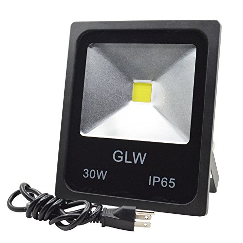 GLW 30w LED Flood Lights Outdoor Security Light Daylight White Waterproof Floodlight Lamp 3000lm 200w Halogen Bulb Equivalent Added Plug
