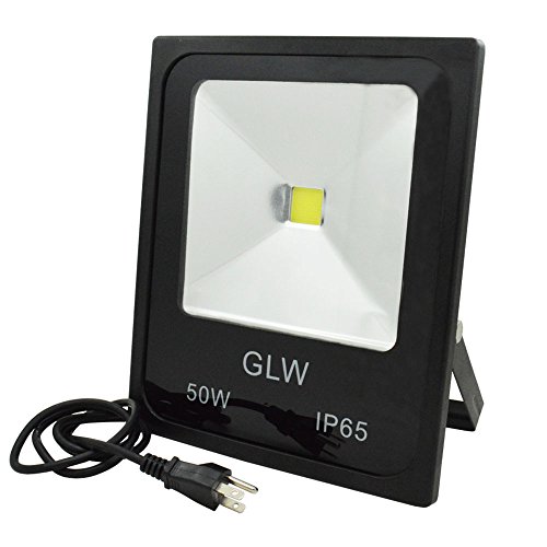 GLW 50w LED Flood Lights Outdoor Security Light Daylight White Waterproof Floodlight Lamp 5150lm 300w Halogen Bulb Equivalent Added Plug