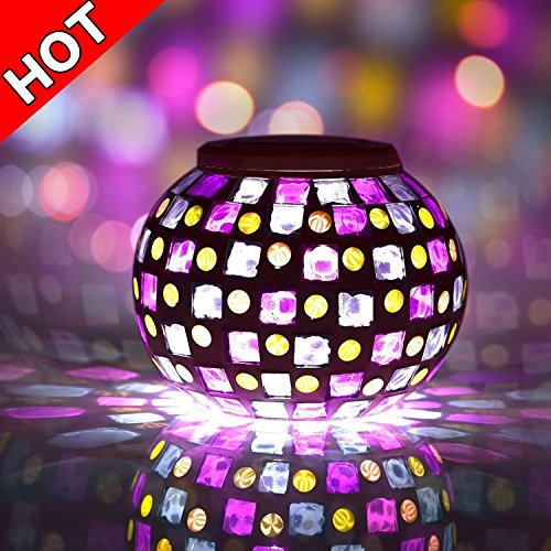 Senbowe&trade Solar Powered Outdoor Color Changing Mosaic Glass Ball Led Lights Solar Table Lamps Rechargeablewaterproof