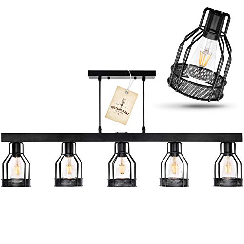 Black Farmhouse Chandelier - Pendant Lighting for Kitchen Island Dining Room Lighting Fixtures Hanging Pool Table Light Matte Black Iron Industrial Ceiling Light Fixture