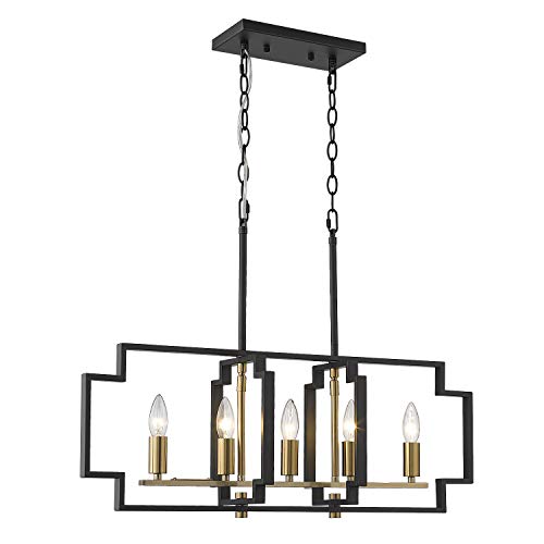 Emliviar 5-Light Island Lighting Modern Kitchen Dining Room Light Fixtures Black and Gold Finish JE1981-5LP BKG